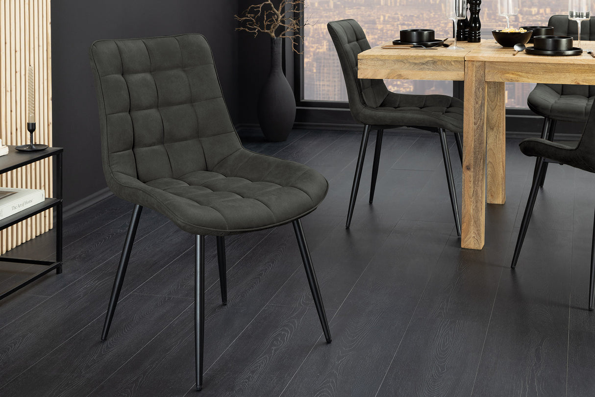 Stuhl ROADSTAR Microfaser dunkelgrau mit schwarzen Metallbeinen