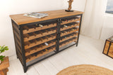Weinschrank BODEGA 130cm für 55 Flaschen Tannenholz natur mit schwarzem Metallrahmen