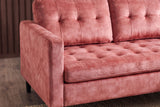 Corner sofa STOCKHOLM 220cm 3-seater w/ ottoman button tufted look velvet dusky pink