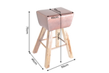 Barhocker TURNBOCK 75 cm Sitz gepolstert Mangoholz natur Echtleder kaffeebraun