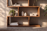 Shelf MAKASSAR XL 150cm asymmetrical open shelving sheesham wood brown stone finish