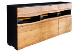 Sideboard GRAND ACACIA 180 cm Akazienholz, naturbelassene Kante, mit LED-Beleuchtung