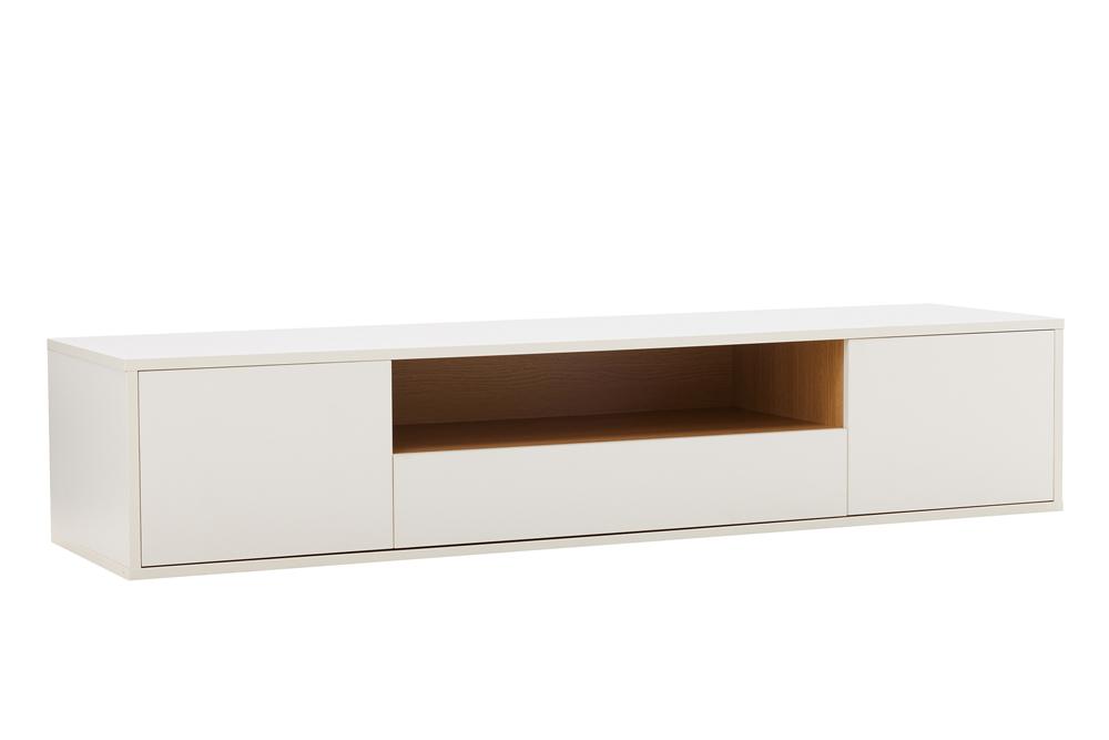 TV stolek LOFT 150cm závěsný – bílý/přírodní