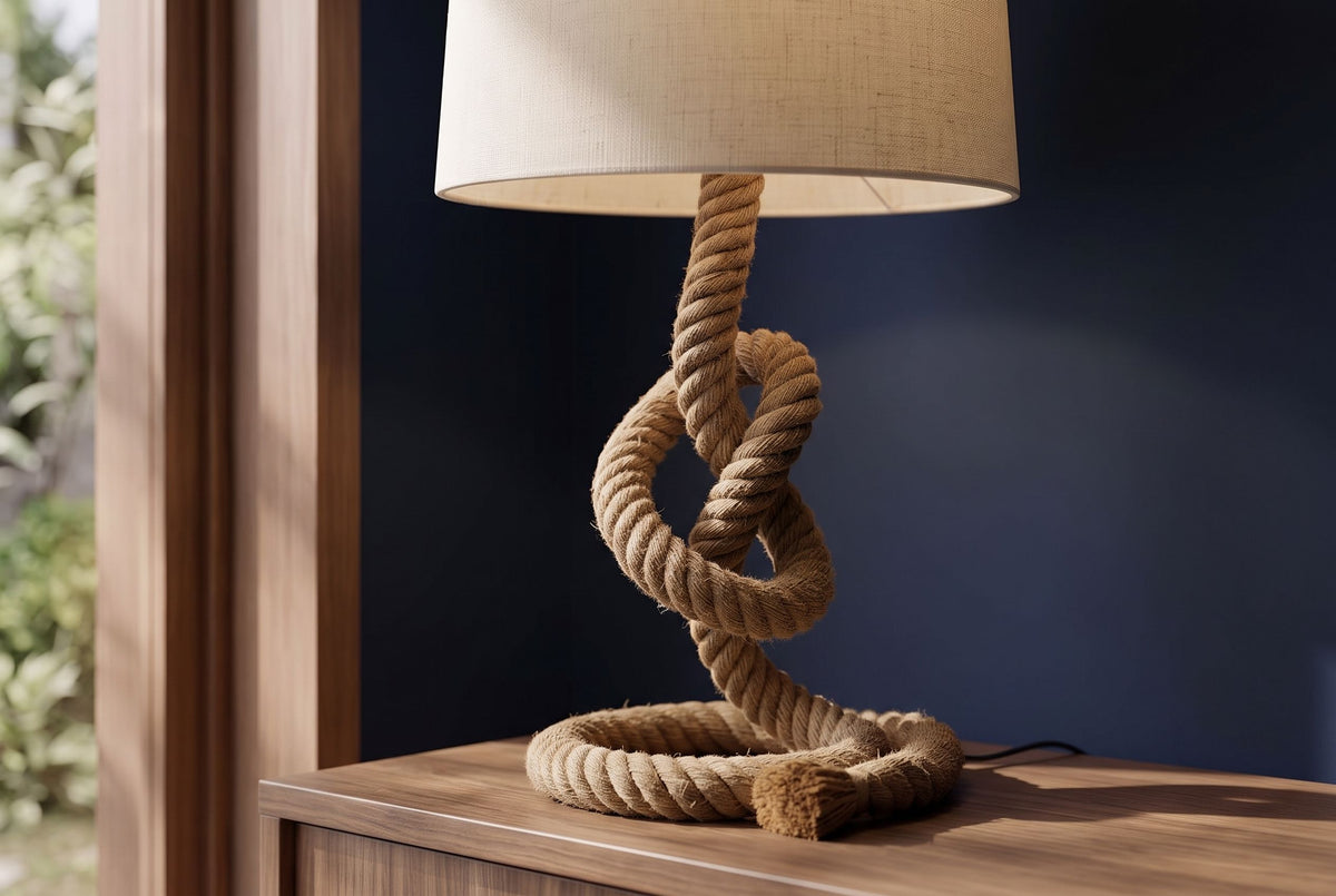 Floor lamp SEVEN SEAS 80cm w/ authentic knotted rope
