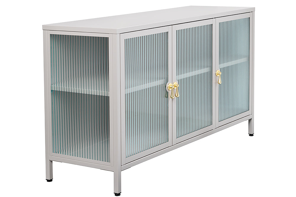 Display cabinet AMSTERDAM 105cm ribbed glass greige