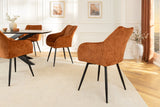 Swivel chair AVIGNON 360° w/ armrests chenille fabric rust brown and black legs
