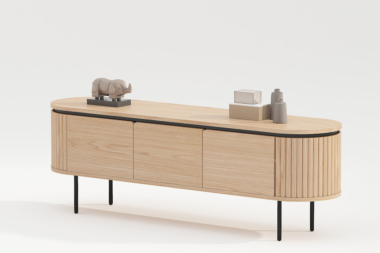 TV-Board ATELIER 160cm natural oak wood look w/ black legs