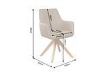 Swivel chair ALMARA 360° auto-return w/ armrests pocket spring core leather taupe oak wood frame