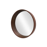 Wall mirrow PORTRAIT 70cm round walnut wood veneered