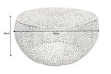 Coffee table LEAF 80cm metal silver handmade