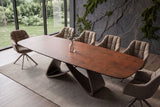 Dining table INFINITY 180-220-260cm boat-shaped extendable spanish ceramic rust brown