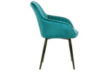 Chair TURIN with armrests velvet turquoise