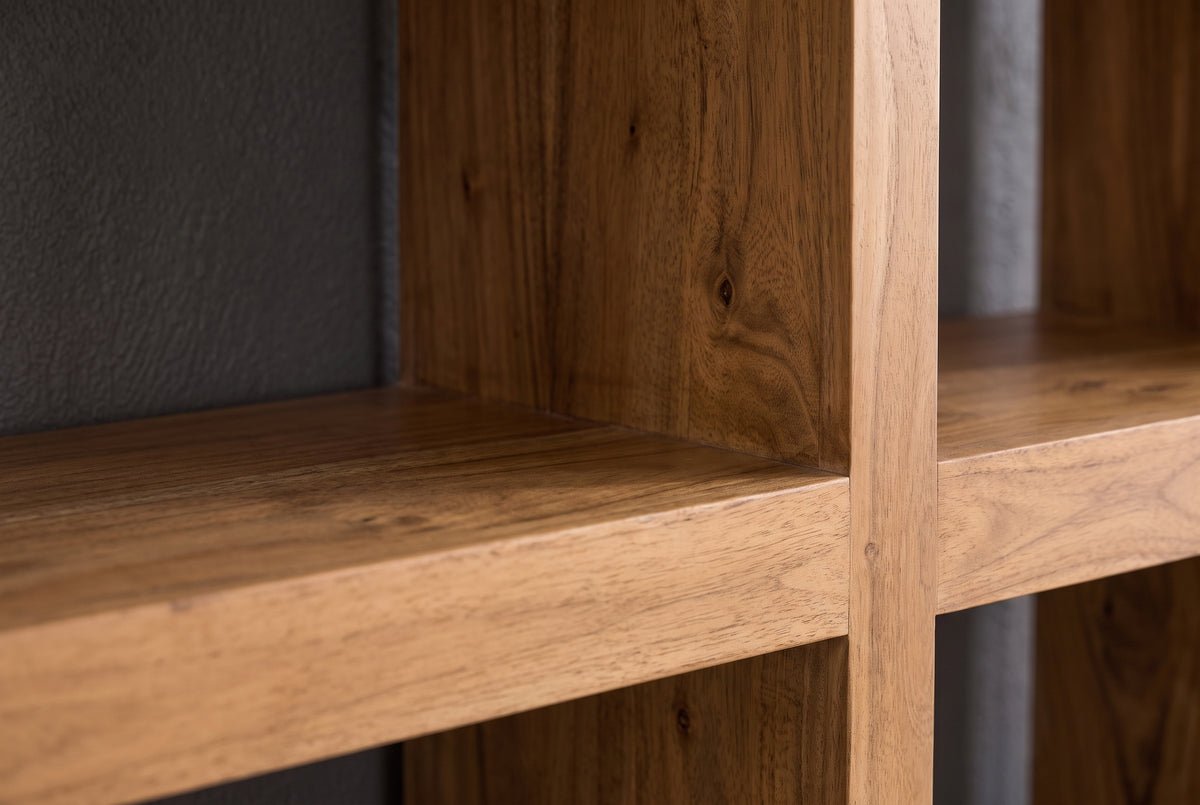 Shelf MAKASSAR 180cm 8 open compartments mango wood brown honey finish