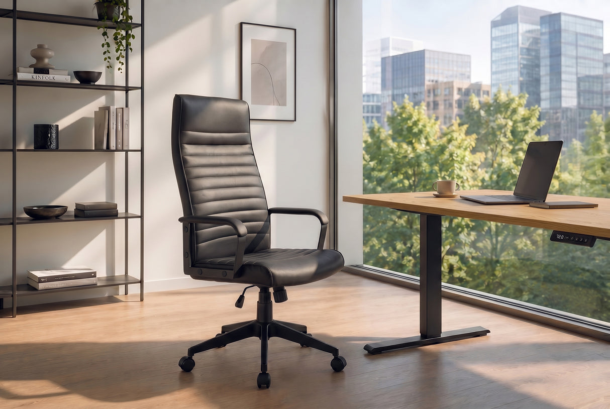 Bürostuhl LAZIO 49-59cm mit Wippfunktion Kunstleder schwarz