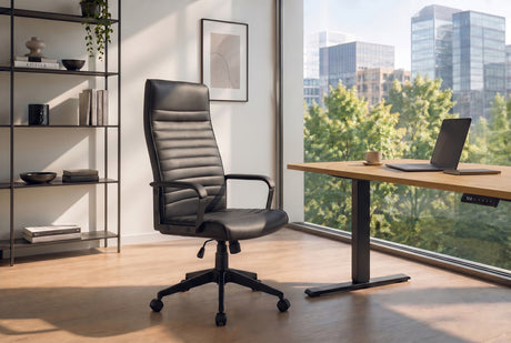 Office chair LAZIO 49-59cm w/ tilt function artificial leather black