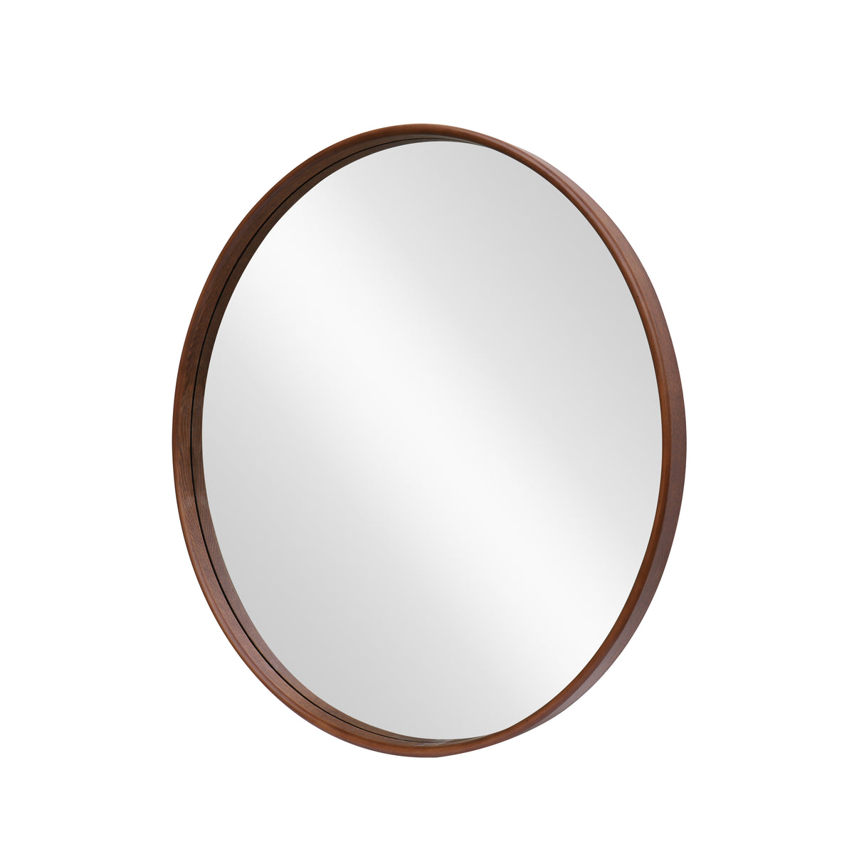 Wall mirrow PORTRAIT 70cm round walnut wood veneered