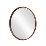 Wall mirrow PORTRAIT 70cm round walnut wood veneered