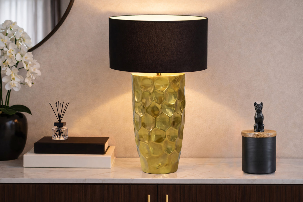 Table lamp AURELIA 55cm hammer stroke effect gold