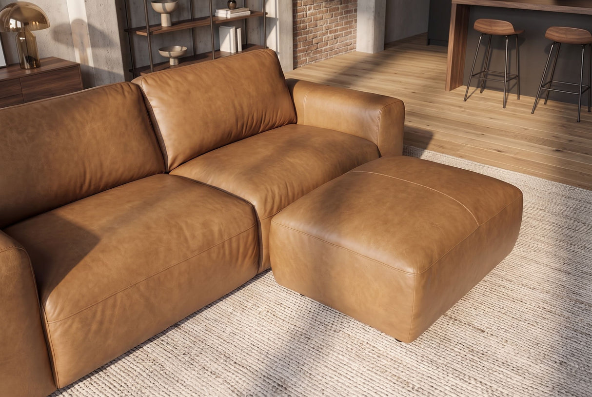 Hocker BIG GEORGE 95cm Leder Cognac