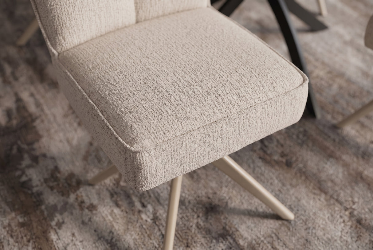 Swivel chair LUGANO 360° auto-return spring core chenille tweed beige