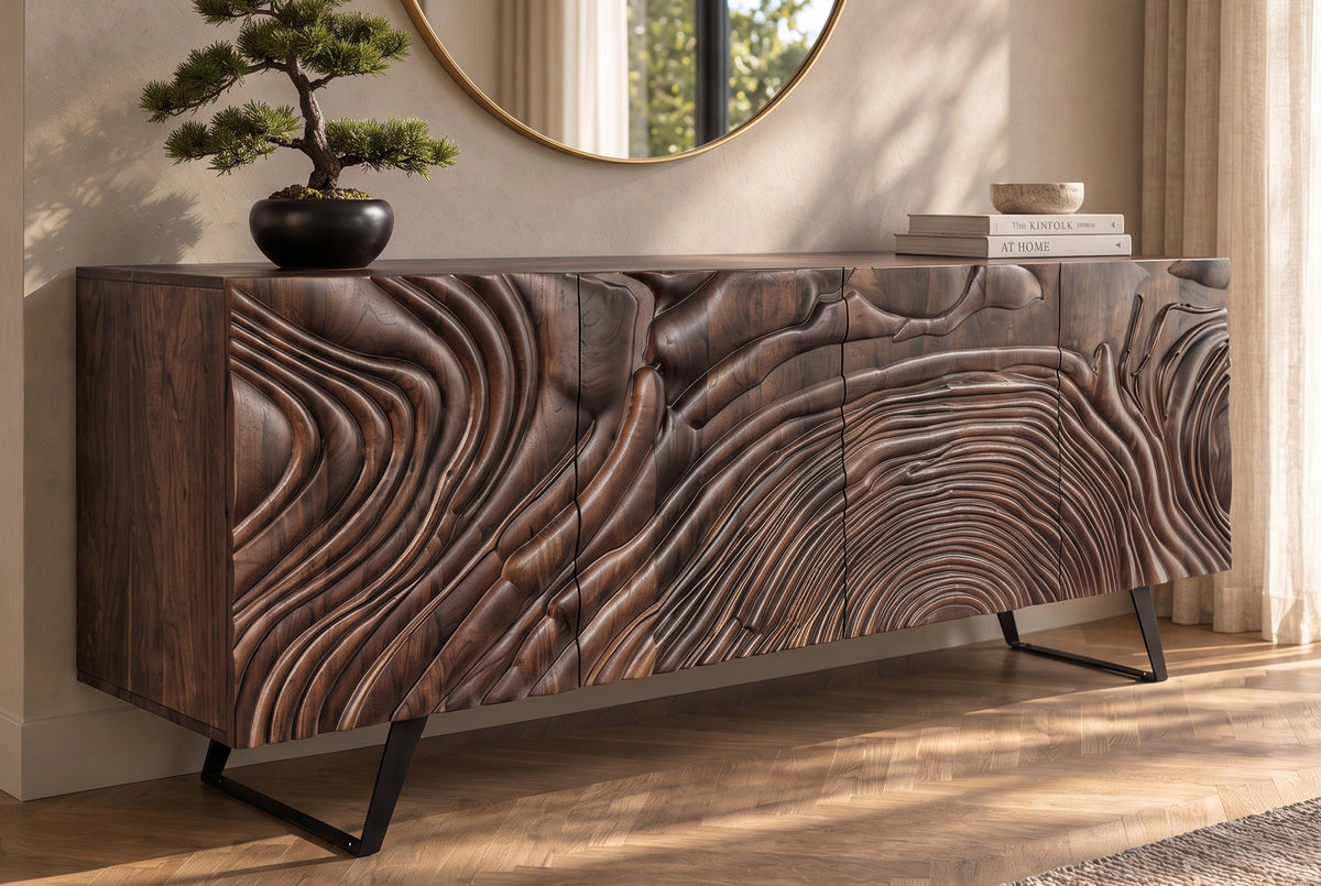 Sideboard FLUID 175cm 3D mango wood brown