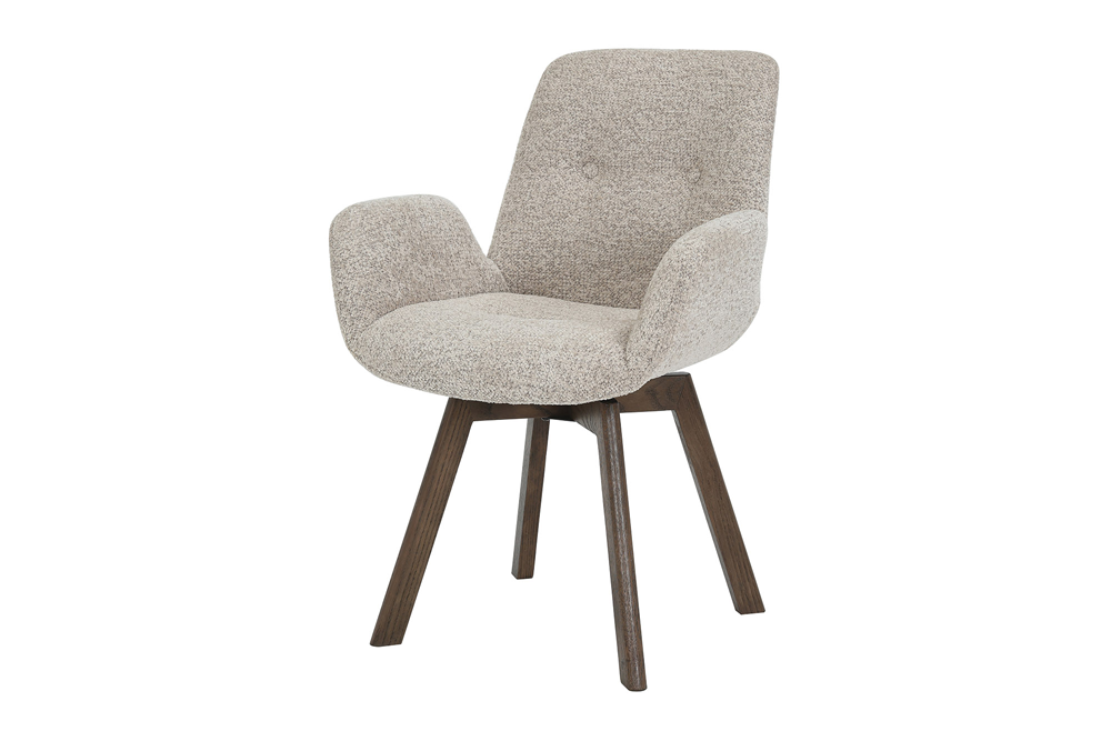 Stuhl BALTIC drehbar 360° mit Armlehnen Bouclé-Tweed soft taupebraun