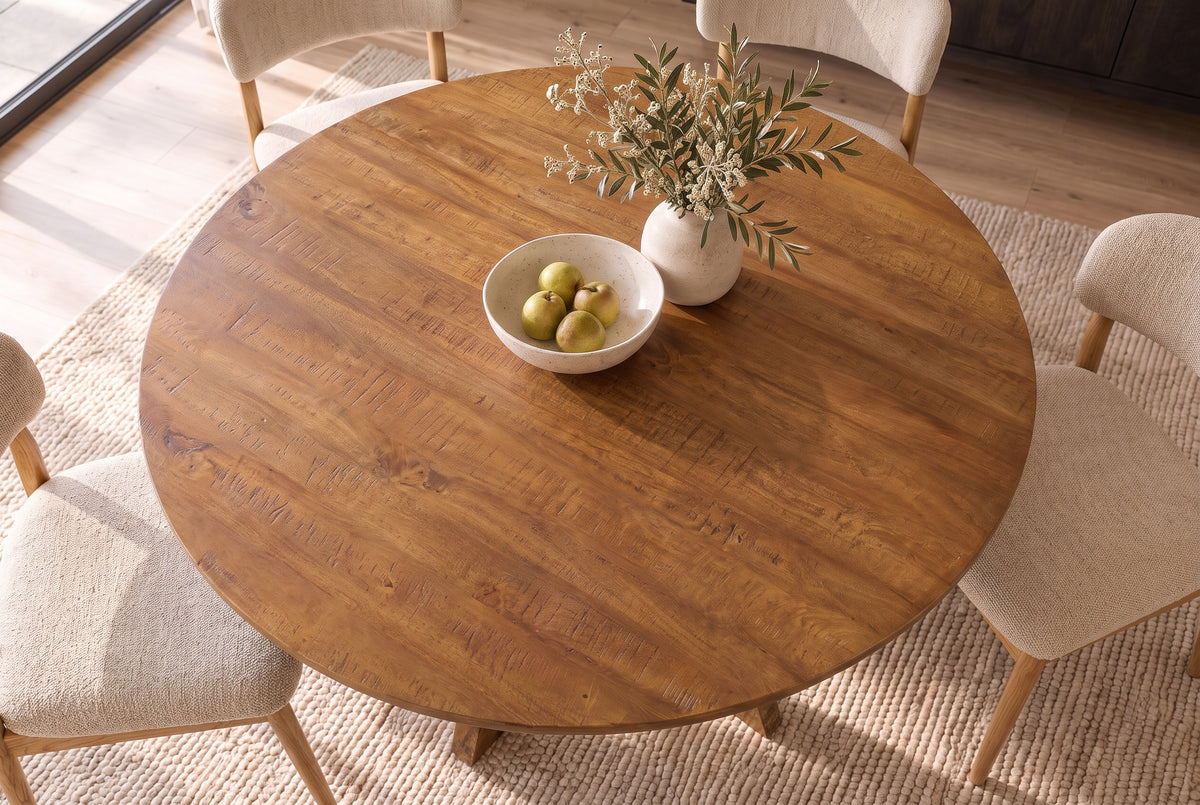 Esstisch ART WOOD Ø 140cm rund Mangoholz braun honigfarbenes Finish