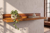 Wandregal MAKASSAR 140 cm Sheesham massiv natur mit Rückwand