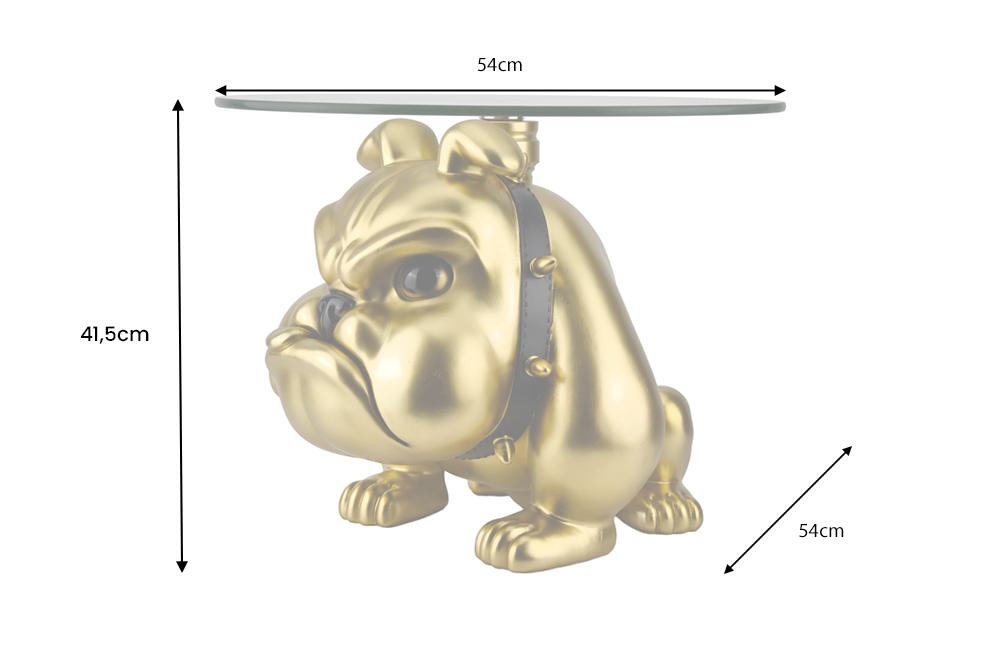 Coffee table BULLDOG 55cm glass gold