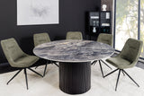 Dining table UNIQUE 120cm round dark frame ceramic grey marble top