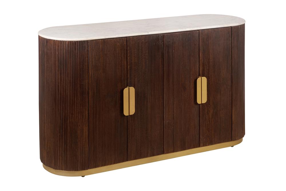 Sideboard GATSBY 140cm mango wood brown marble top white