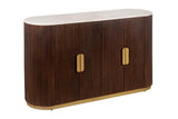 Sideboard GATSBY 140cm mango wood brown marble top white