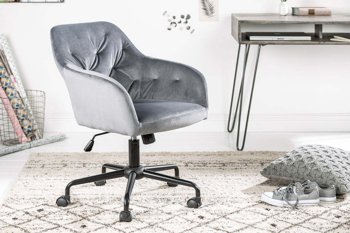 Office chair THE DUTCH COMFORT 46-55cm with armrests velvet grey