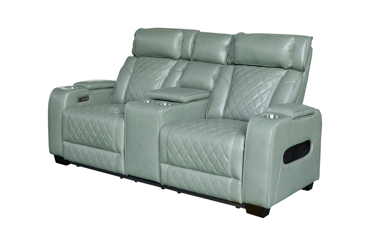 Cinema armchair HOLLYWOOD 2-seater electrically adjustable artificial leather sage