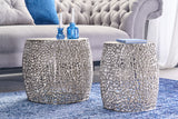 Couchtisch LEAF 40cm 2er Set silber