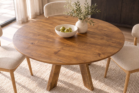 Dining table ART WOOD Ø 120cm round mango wood brown honey finish