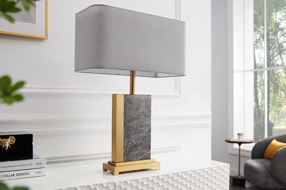 Tischleuchte ELEGANCIA 65cm Marmor Stahl gold grau