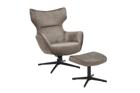 Sessel VOGUE 360° drehbar Samt Taupe mit schwarzem Metallgestell