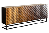 Sideboard SHADES 180cm 3D-Front Mangoholz mehrfarbig braun mit schwarzem Metallgestell
