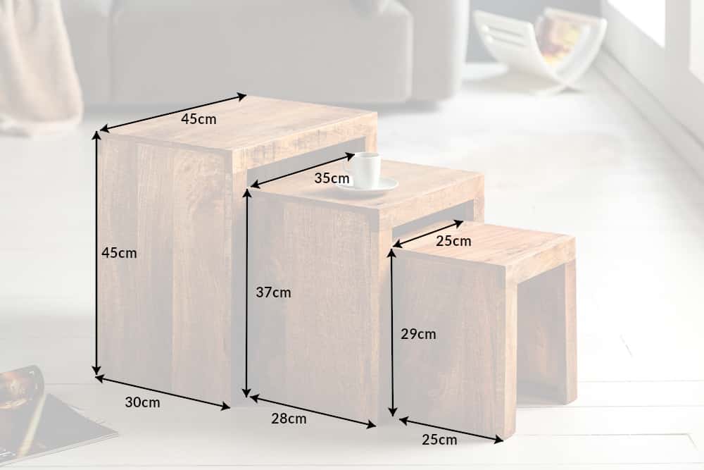 Side table MAKASSAR 29-45cm set of 3 mango wood natural