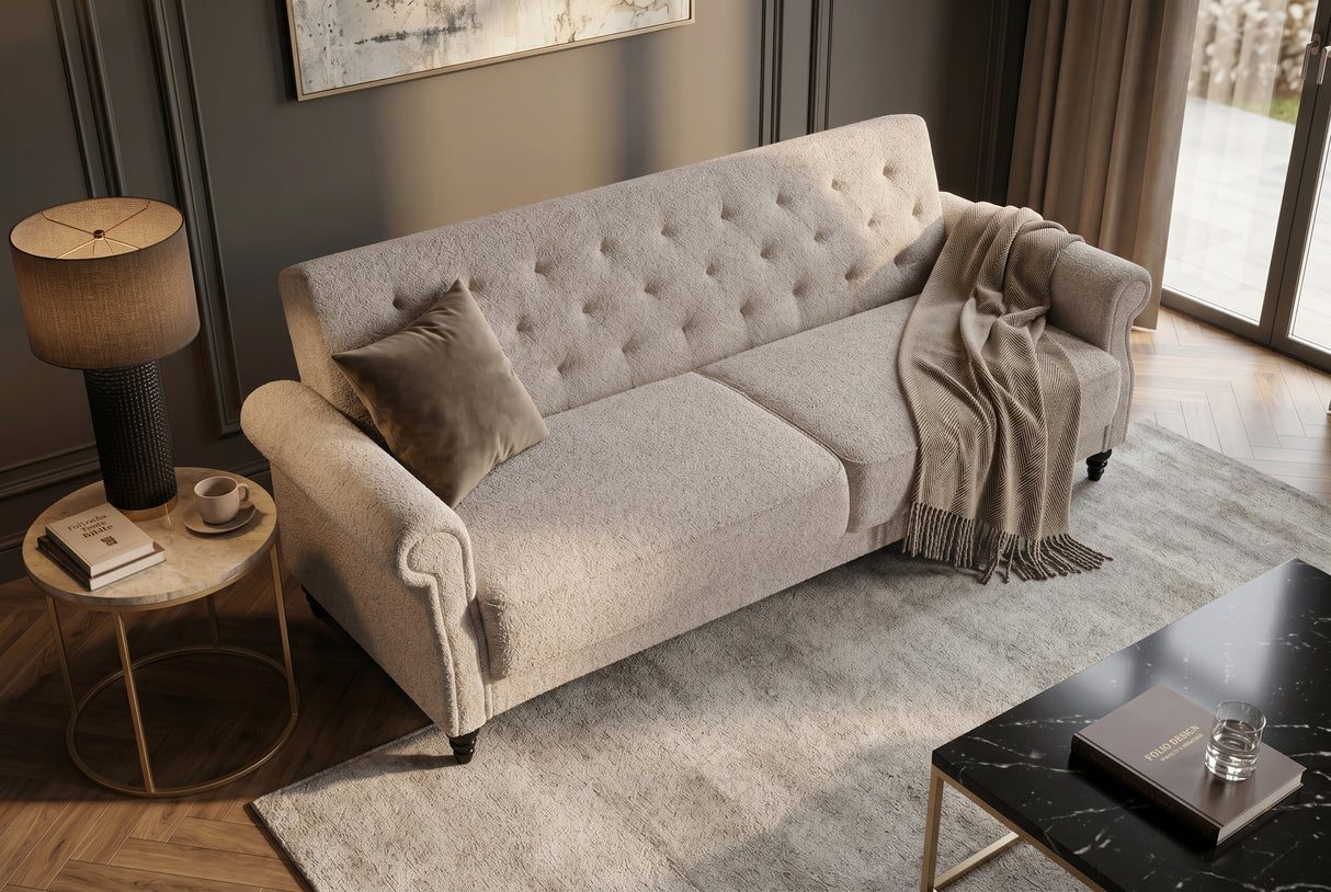 Schlafsofa MAISON BELLE AFFAIRE 220cm Bouclé Greige