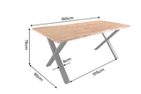 Esstisch MAMMUT 160cm X-Beine 26mm Akazienholz