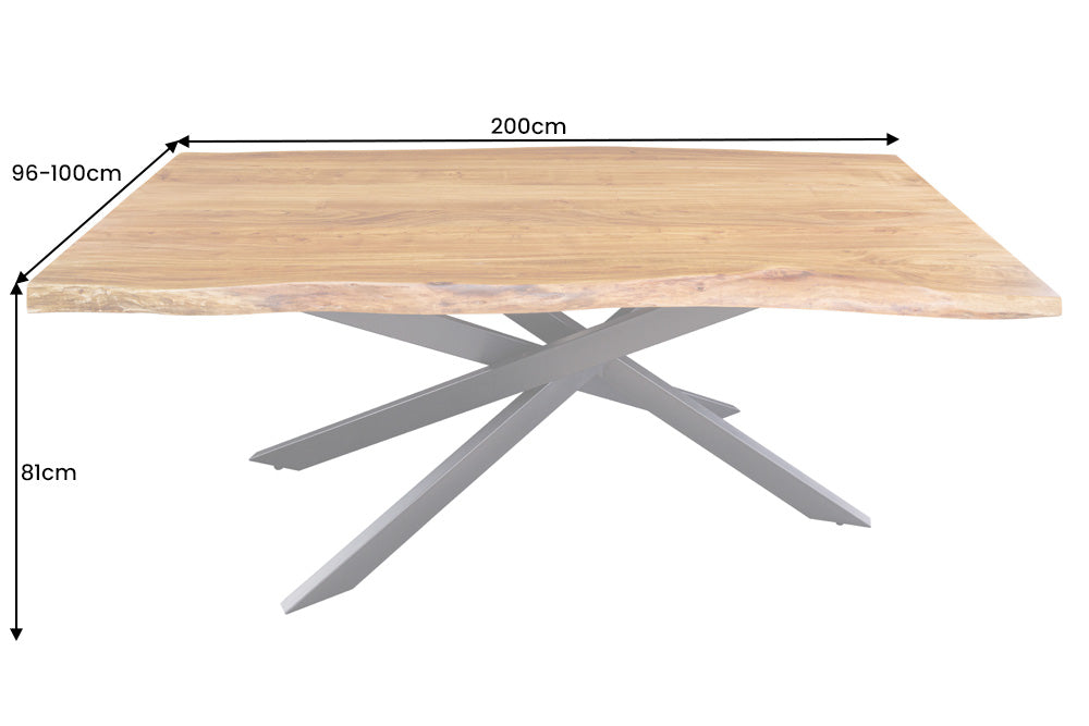 Dining table MAMMUT 200cm acacia wood 60mm natural brown