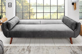 Sofa bed DIVANI 215cm with armrests velvet silver grey