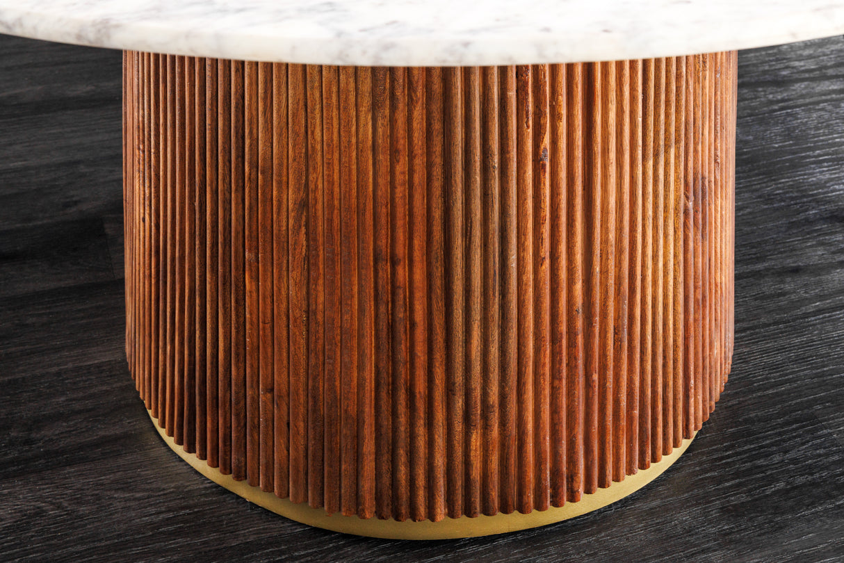Dining table GATSBY 140cm round mango wood marble