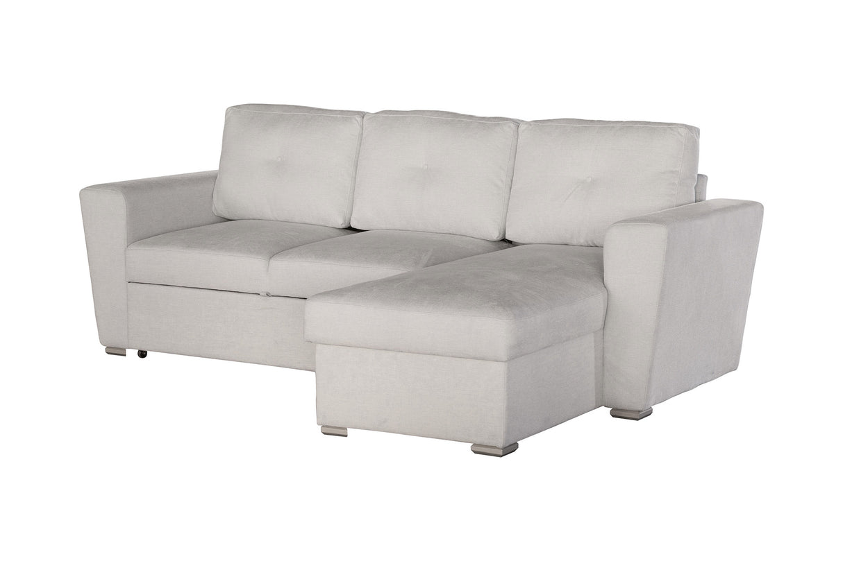 Sofa bed APARTMENT 245cm 3-seater w/ ottoman and storage space textured fabric beige