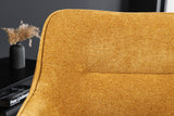 Swivel chair VERONA textured cloth and velvet mustard yellow