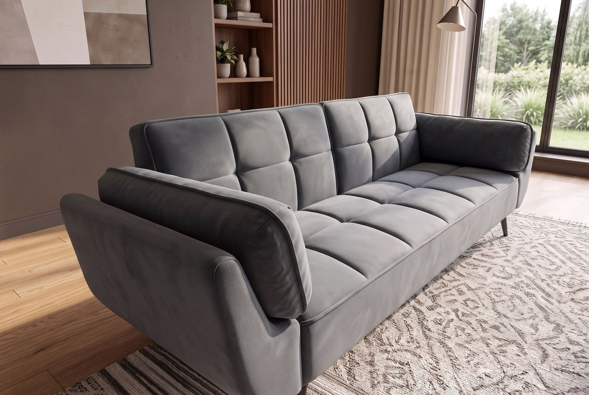 Schlafsofa BOUTIQUE 215cm mit Armlehnen Samt grau