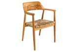 Chair KENNEDY wicker seat w/ armrests teak wood natural