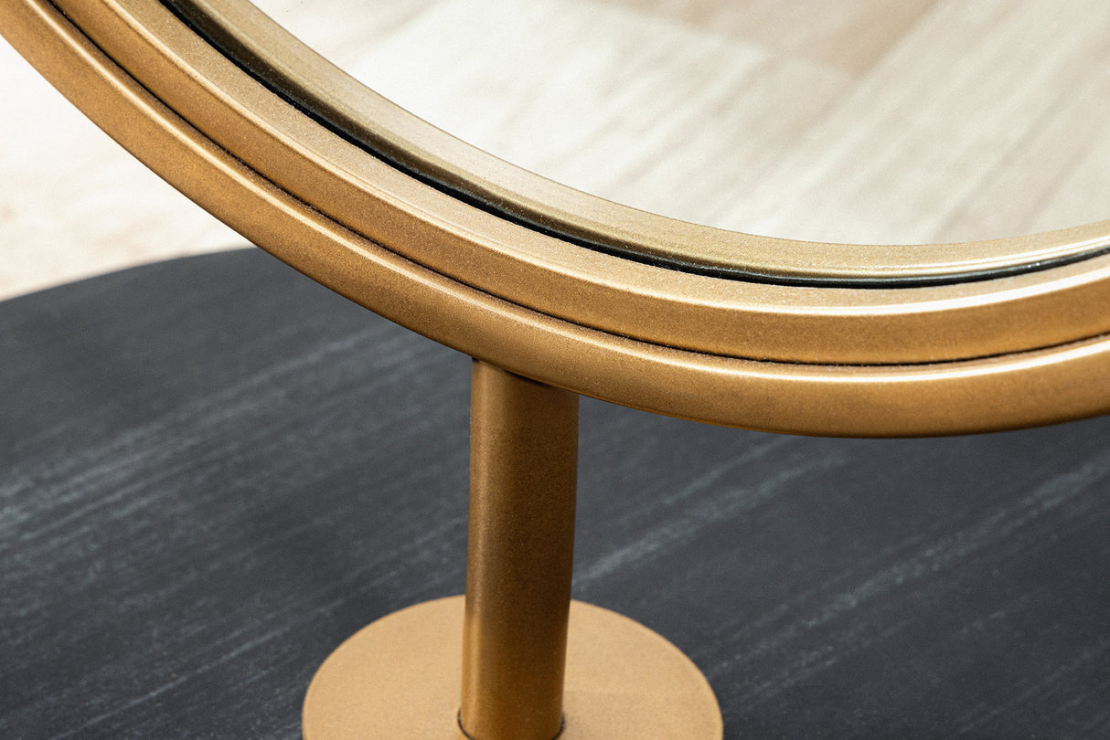 Standspiegel PORTRAIT 175cm oval gold mit schwarzem Marmorsockel